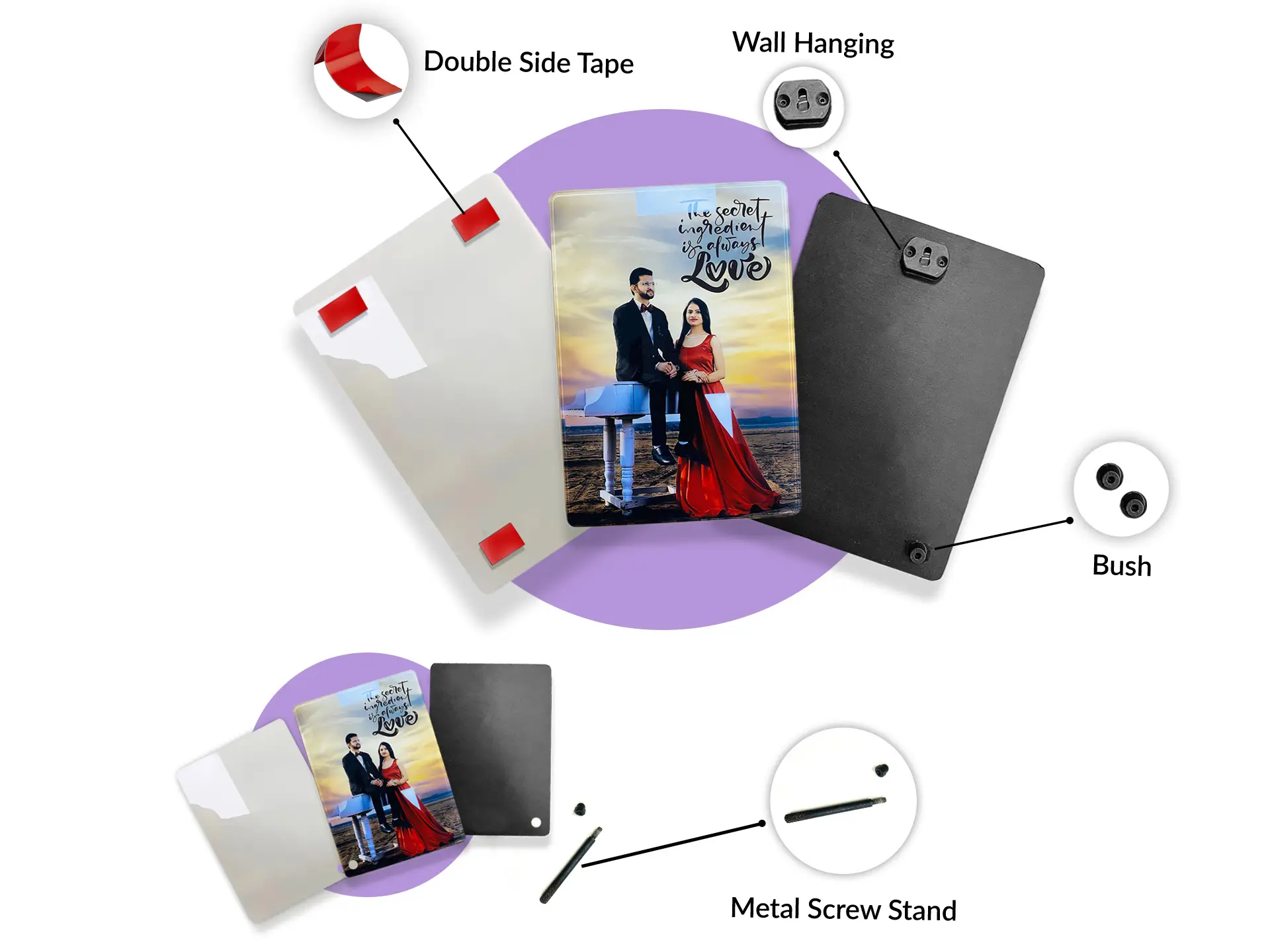 Personalized Acrylic Photo Prints Frame Components