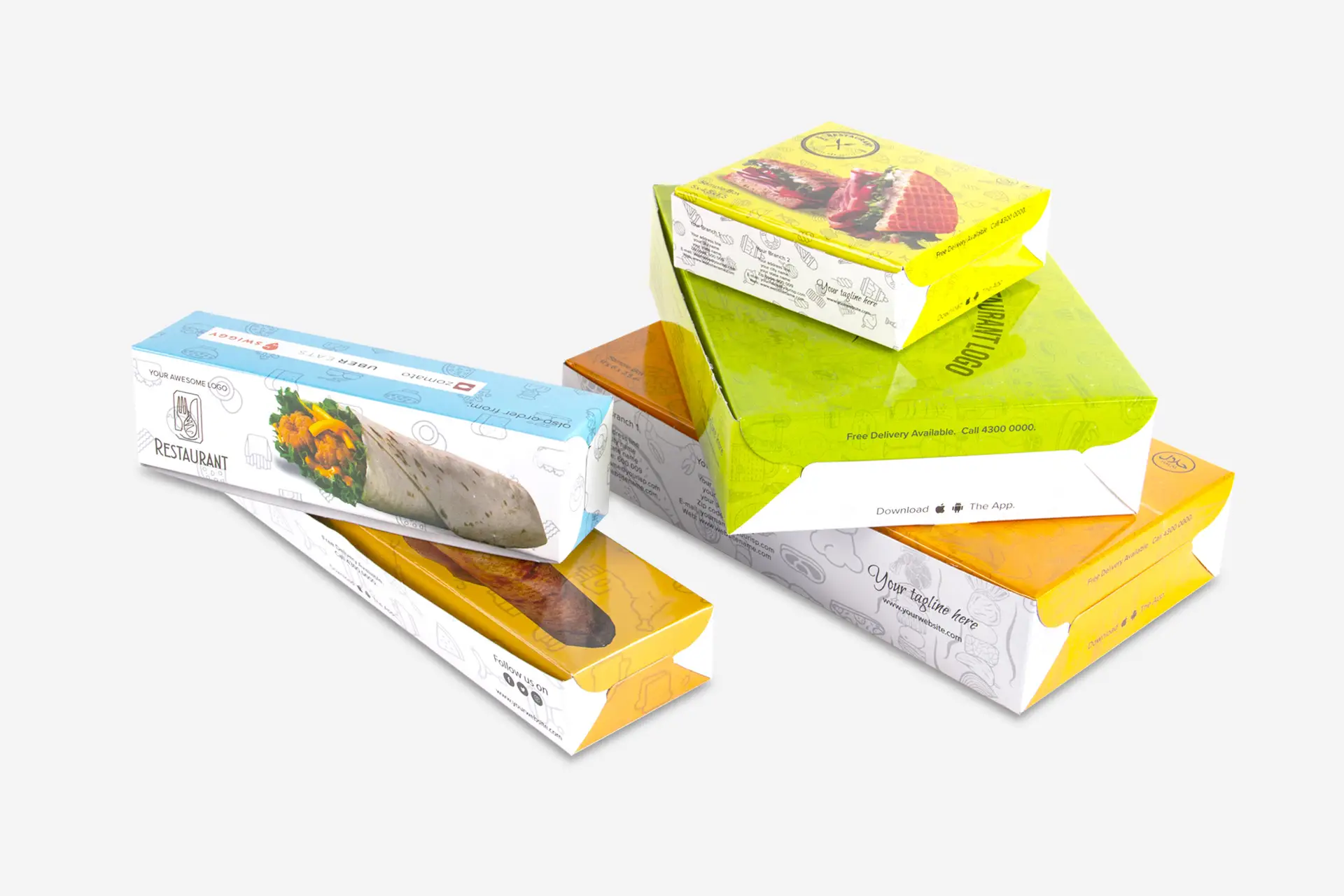 Multicolour Printed Bulk Food Boxes