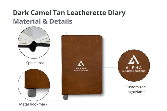 Dark Camel Tan Leatherette Diary