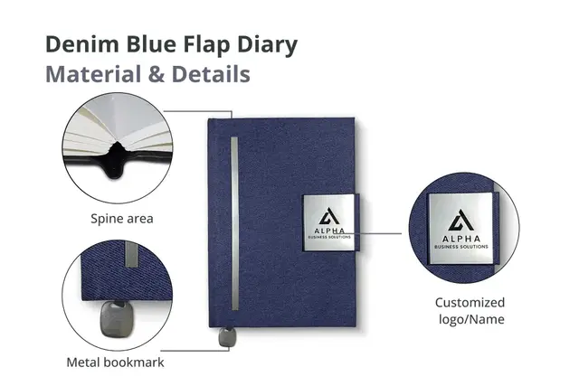 Denim Blue Flap Diary
