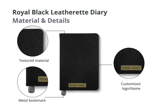 Royal Black Leatherette Diary