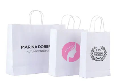 White Paper Bags, With Handles