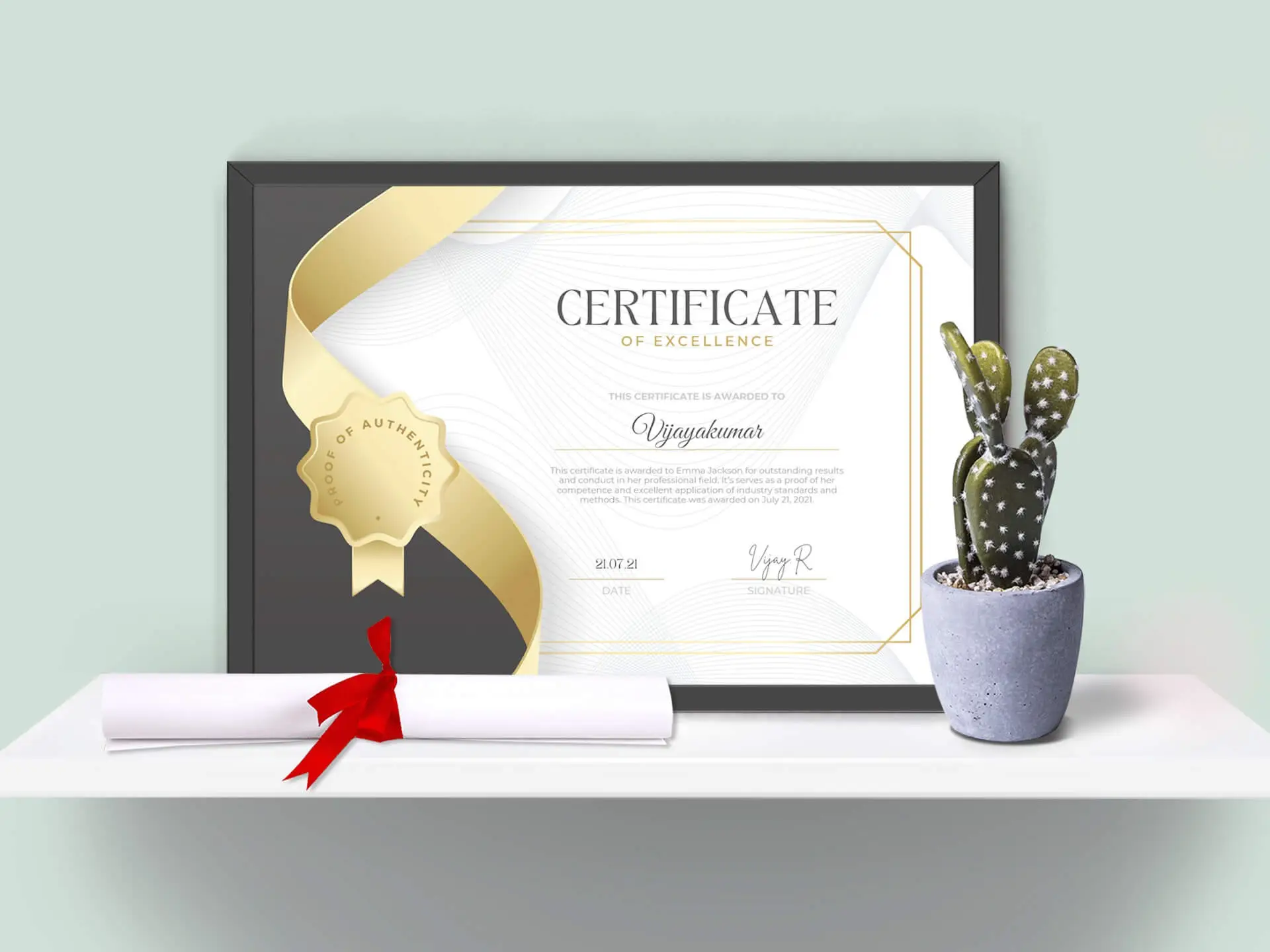 A4 Plain Black Framed Certificates