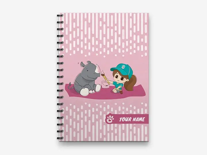 Personalized Pinki With Rhino Cartoon Diary