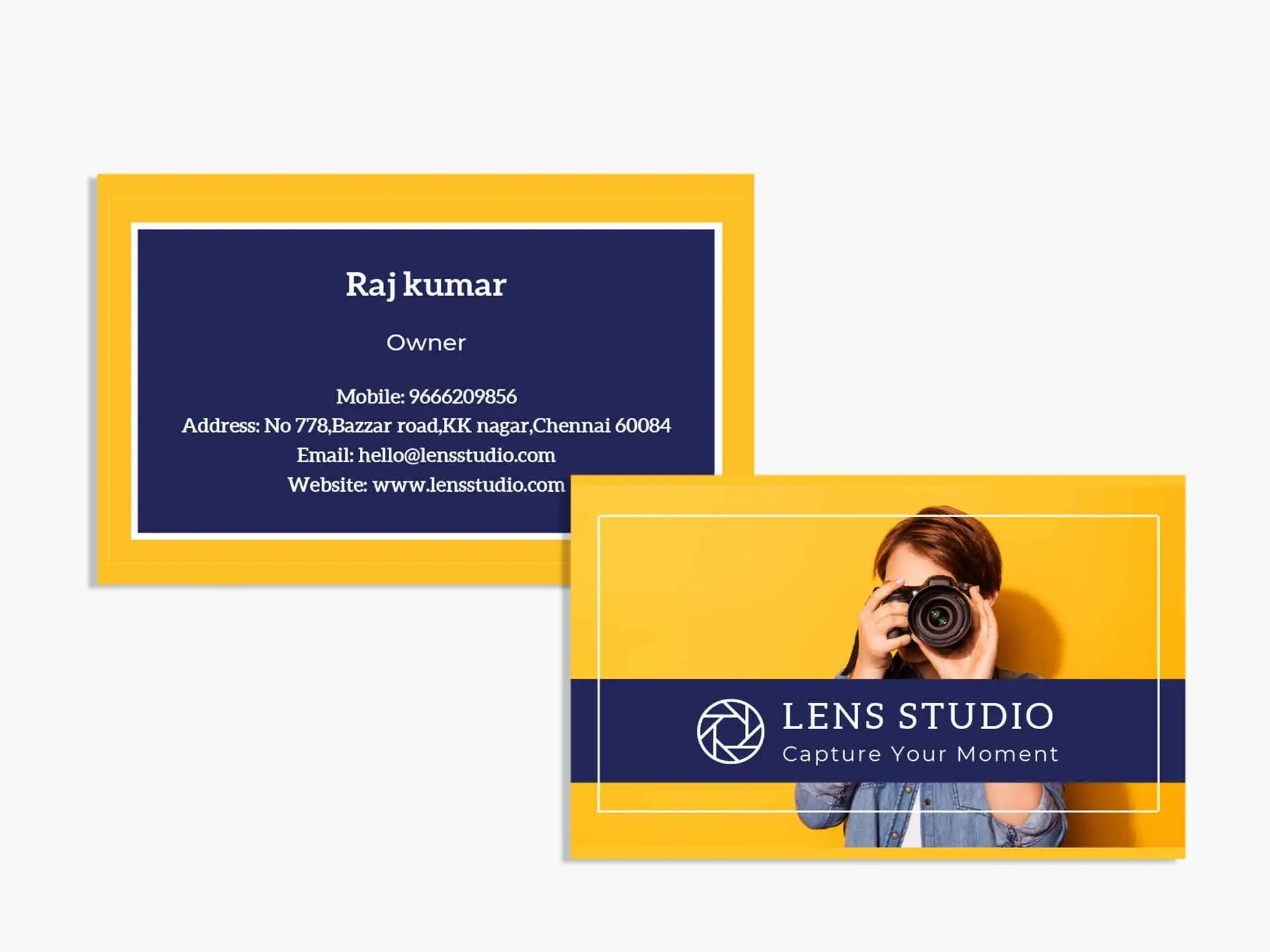 Personalized Photography Business Card Design