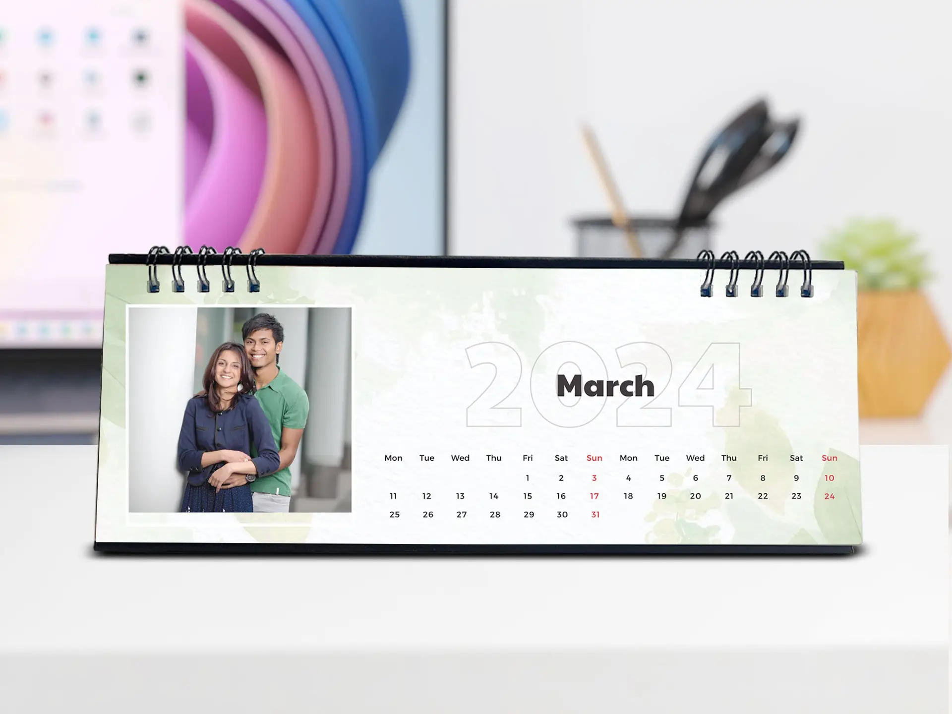 Personalized Long Desktop Calendar 