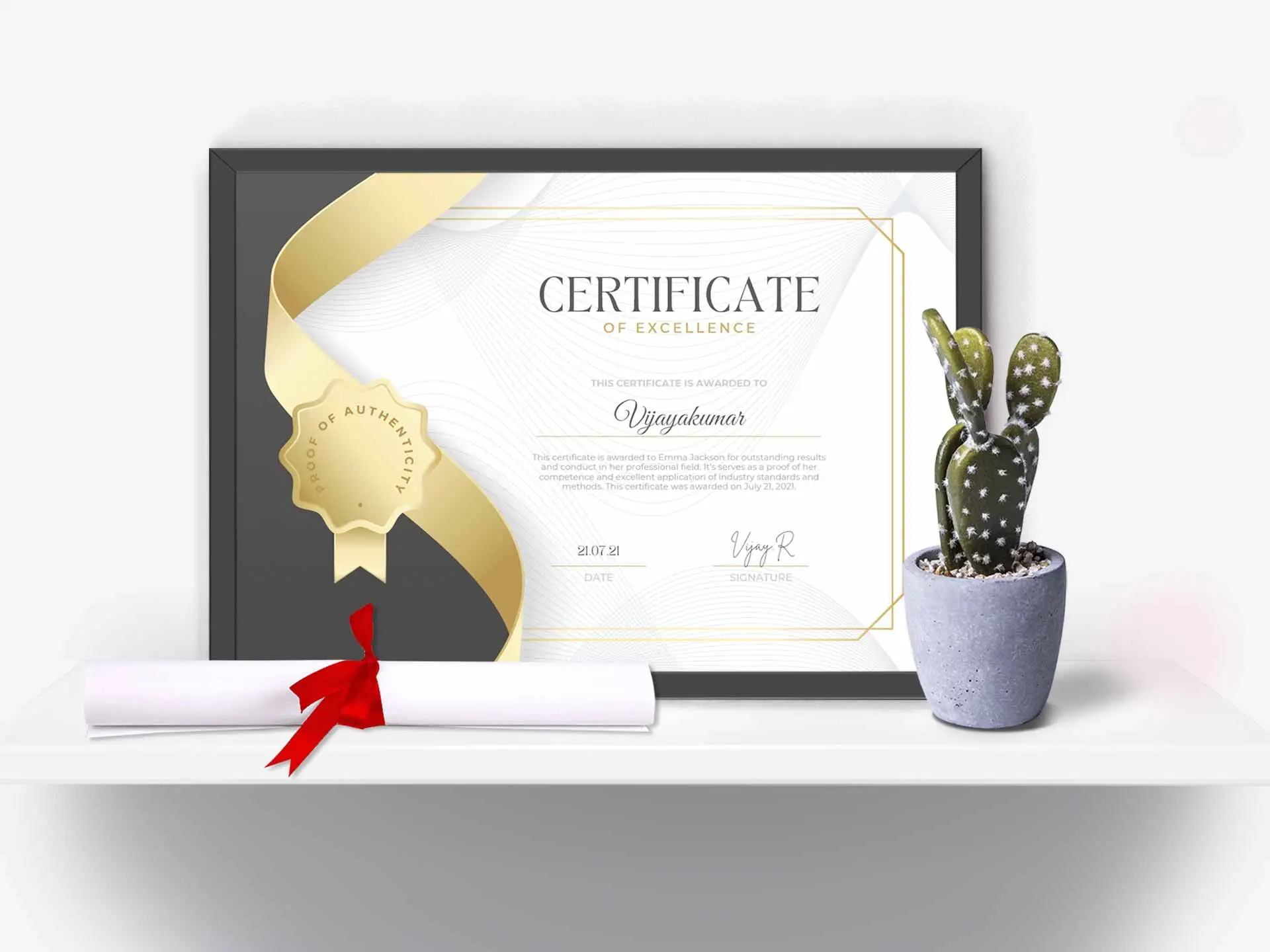 A4 Plain Black Framed Certificates