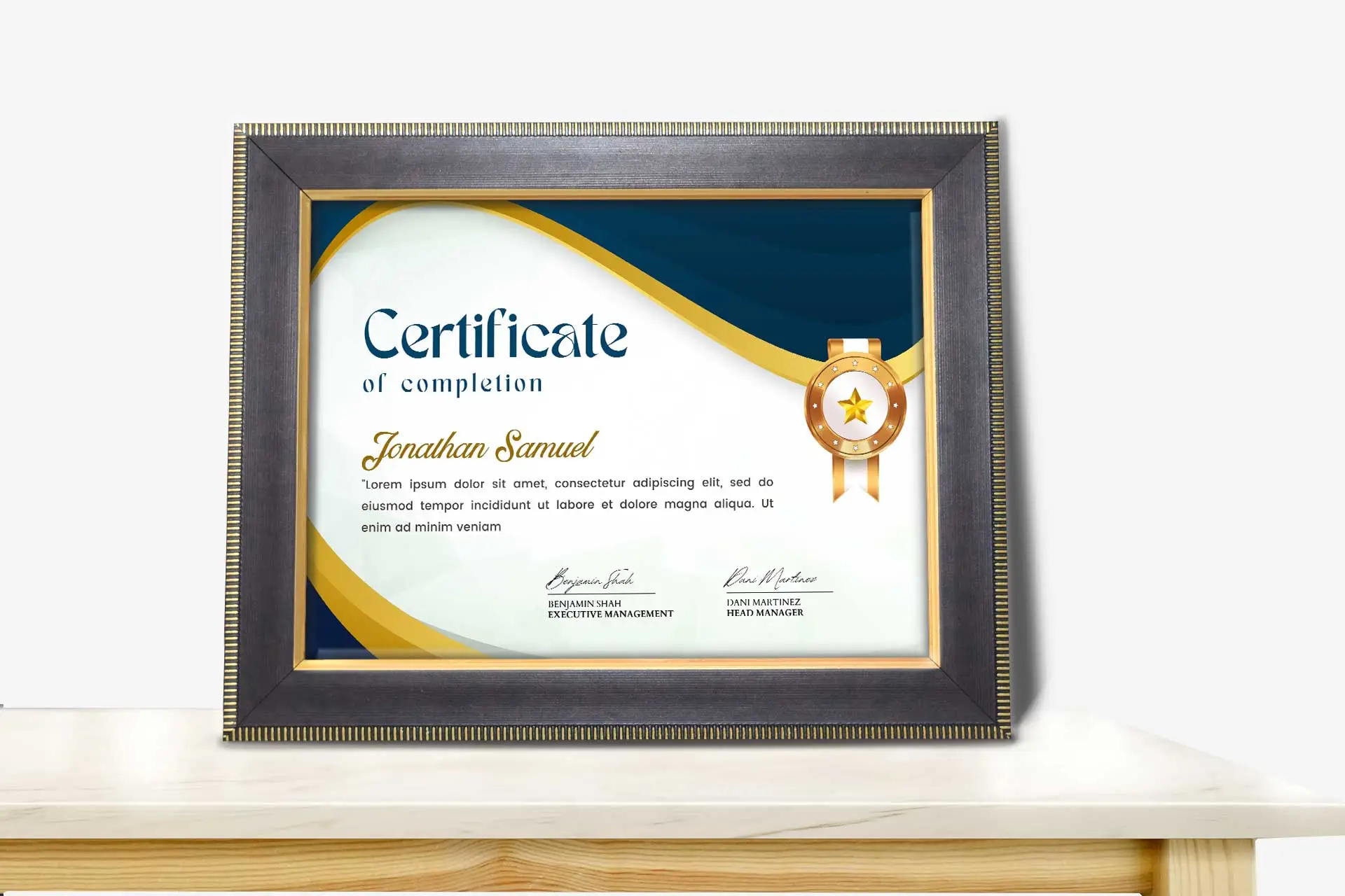 Maroon with Gold Beams Framed Certificates